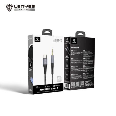Cable USB-C a Jack 3.5mm Lenyes AX134-TC | Trenzado