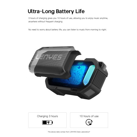 Lenyes S233 Rugged | Altavoz Bluetooth V5.3 12W | Sumergible IPX7 | Trasera Magnética y Clip de Transporte