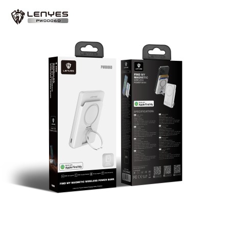 Lenyes PW0006D: Power Bank MagSafe 5000mAh con Apple Find My y Tarjetero