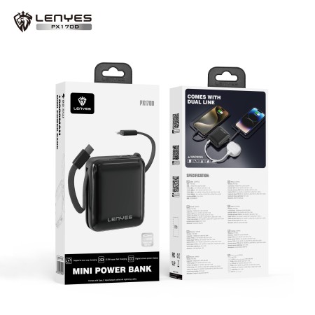 Mini Power Bank Lenyes PX170D 10000mAh | Carga 22.5W con Cables Integrados