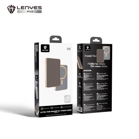 Power Bank Lenyes P32 5000mAh | Fibra de Kevlar y Carga Magnética 15W