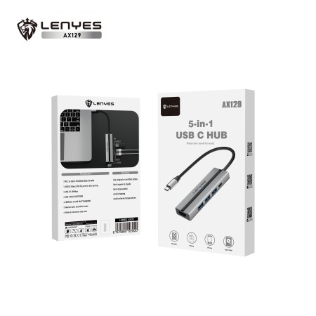Hub USB-C 5 en 1 Lenyes AX129 | 4K HDMI, PD 100W y USB 3.0