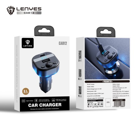 Transmisor FM y Cargador Lenyes CA812 | Bluetooth 5.3 y Carga de 15W
