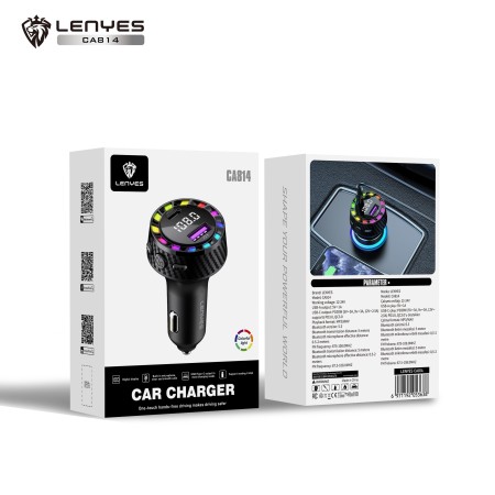 Transmisor FM Lenyes CA814 | Carga Rápida PD 30W y Bluetooth 5.3