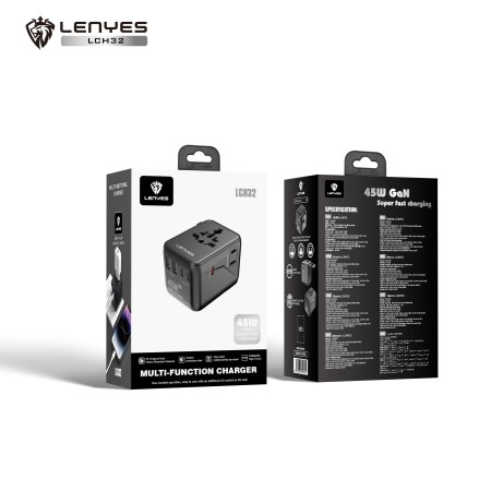 Adaptador de Viaje Lenyes LCH32 45W GaN III | Carga de Laptop y Multi-Puerto