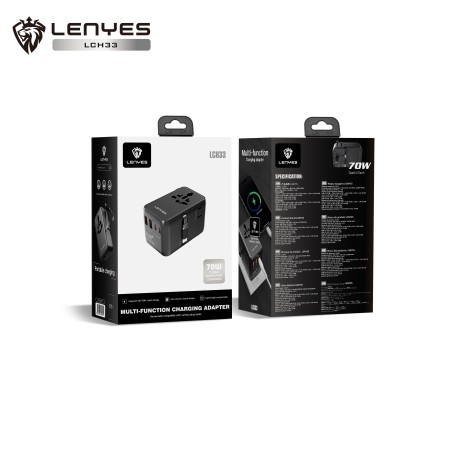 Adaptador de Viaje Lenyes LCH33 70W GaN II | Carga Ultra Rápida Laptop