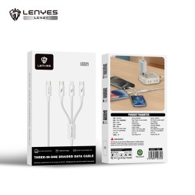 Cable 3-en-1 Lenyes LC521 | USB-C a USB-C 60W y Lightning 27W