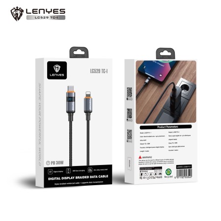 Lenyes LC529 al por Mayor - Cable iPhone 30W con Pantalla LED | WePhone