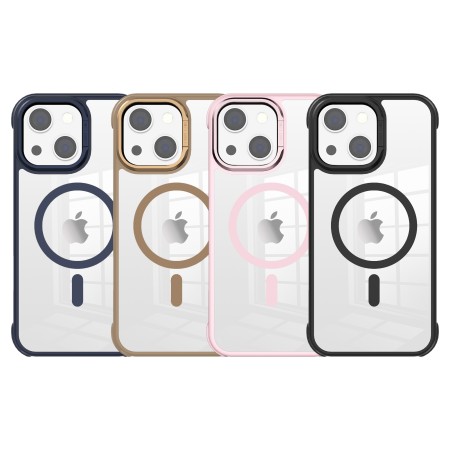 Funda para iPhone 13/14 Transparente con Marco Metálico y MagSafe