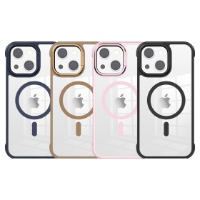 Funda para iPhone 15 Transparente con Marco Metálico y MagSafe