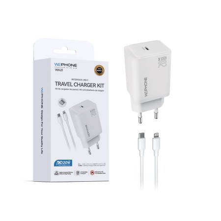 Cargador USB-C de 20W + Cable USB-C a Lightning | WePhone Mayorista