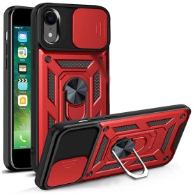 Funda Armadura con Tapa Deslizante iPhone XR Cámara y Anillo | Wephone Mayorista