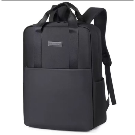 Mochila Wephone BP-PM2 15.6" en negro, diseño elegante, ideal para trabajo y estudio.