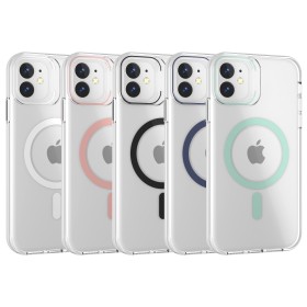 Funda Rígida Transparente Borde Color MagSafe iPhone 11 | Wephone Mayorista