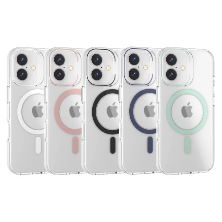 Funda Rígida Transparente Borde Color MagSafe iPhone 16 | Wephone Mayorista