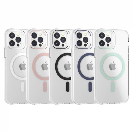 Funda Rígida Transparente Borde Color MagSafe iPhone 12 Pro | Wephone Mayorista