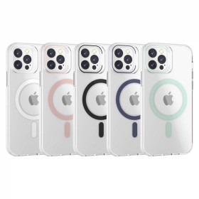 Funda Rígida Transparente Borde Color MagSafe iPhone 14 Pro | Wephone Mayorista
