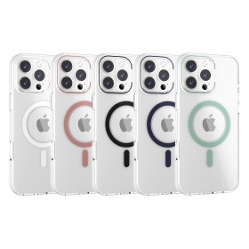 Funda Rígida Transparente Borde Color MagSafe iPhone 16 Pro | Wephone Mayorista