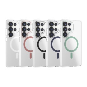 Funda Rígida Transparente Borde Color MagSafe Samsung S26 Ultra | Wephone Mayorista