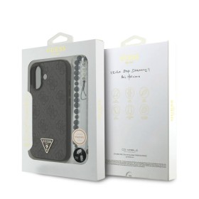 Funda Guess para iPhone 17 – Colección 4G Triangle Logo con Correa de Perlas – Negro MagSafe