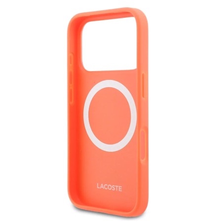 Funda Lacoste iPhone 17 Pro Naranja | Textura Petit Piqué MagSafe