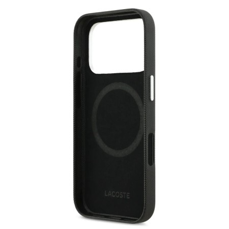 Funda Lacoste iPhone 17 Pro Negra | Bordes Metálicos MagSafe