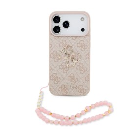 Funda Guess iPhone 17 Pro Max Rosa | Correa Perlas y Logo Metálico | Mayorista