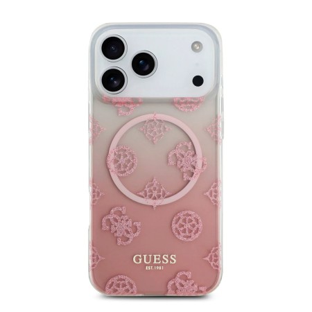 Funda Guess iPhone 17 Pro Max Rosa MagSafe | Gradient Peony & Glitter