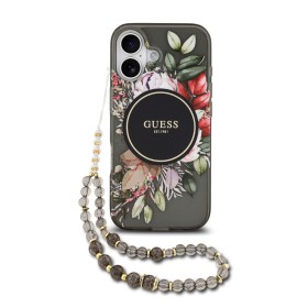 Funda Guess iPhone 17 Negro MagSafe | IML Flowers & Pearl Strap