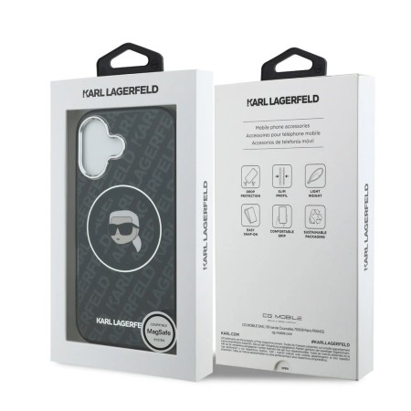 Funda Karl Lagerfeld para iPhone 17 - Monogram Karl Head - MagSafe - Transparente/Negro