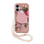 Editar imagen: Funda Guess para iPhone 17 – Colección MagSafe IML Flowers con Correa de Perlas – Rosa