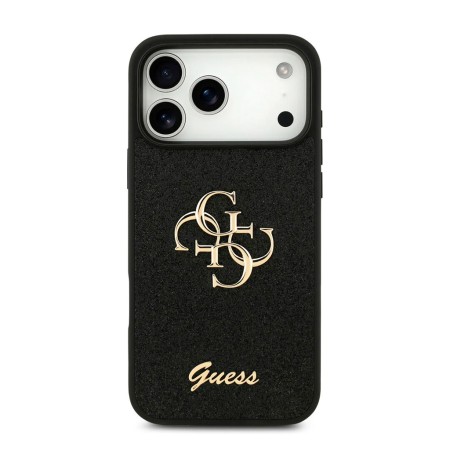 Funda Guess iPhone 17 Pro Max Negro Glitter | Big 4G Logo Dorado