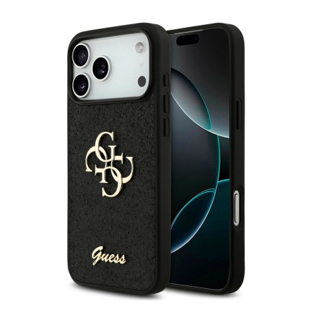Funda Guess iPhone 17 Pro Negro Glitter | Big 4G Logo Dorado