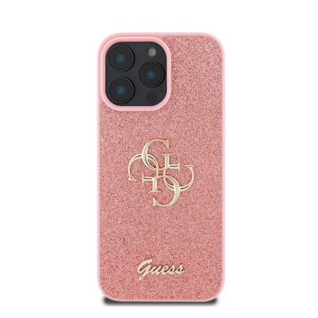 Funda Guess iPhone 16 Pro Rosa Glitter | Big 4G Logo Dorado