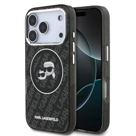 Funda Karl Lagerfeld para iPhone 17 Pro - MagSafe - Black Glitter - K&C Heads Logo
