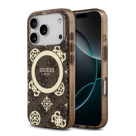 Funda Guess para iPhone 17 Pro – Colección Peony on 4G Background – Marrón MagSafe