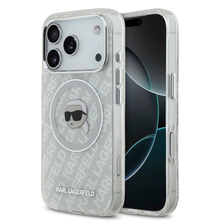 Funda Karl Lagerfeld para iPhone 17 Pro - MagSafe - Gris - Karl Head Pattern