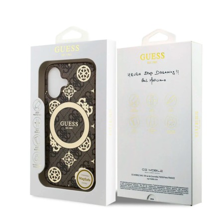 Funda Guess para iPhone 17 – Colección Peony on 4G Background – Marrón MagSafe
