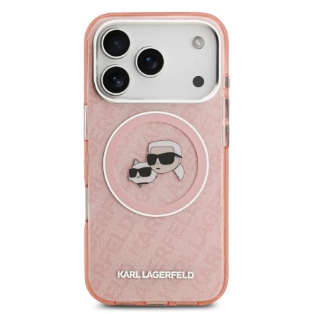Funda Karl Lagerfeld para iPhone 17 Pro Max - MagSafe - Rosa Glitter - Logo K&C