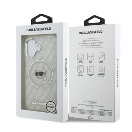 Funda Karl Lagerfeld para iPhone 17 - MagSafe - Gris - Karl Pattern & Avatar Logo