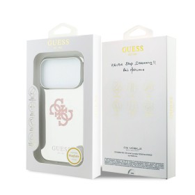 Funda Espejo Guess iPhone 17 Pro Rosa MagSafe | Logo 4G Glitter