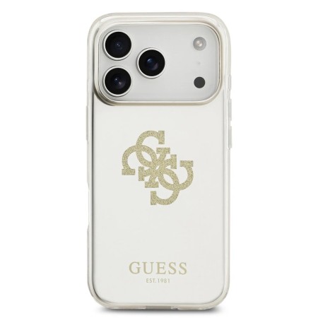 Funda Espejo Guess iPhone 17 Pro dorado MagSafe | Logo 4G Glitter