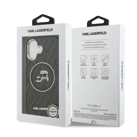 Funda Karl Lagerfeld para iPhone 17 - MagSafe - Black Glitter - Karl & Choupette Logo