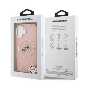 Funda Karl Lagerfeld para iPhone 17 - MagSafe - Pink Glitter - Karl & Choupette Logo