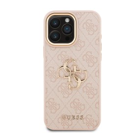Funda Guess iPhone 16 Pro Max Rosa | Logo Metálico y Borde Dorado