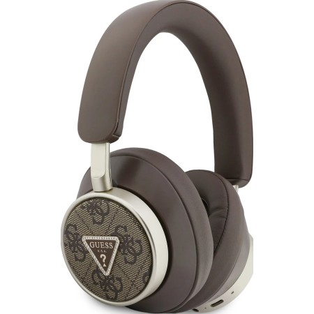 Auriculares Bluetooth Guess con Cancelación de Ruido (ENC) – Piel Sintética con Estuche y Logo 4G – Marrón