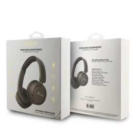 Auriculares Guess Bluetooth Marrón | Metal Logo Script | 30h Batería