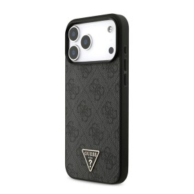 Funda Guess para iPhone 17 Pro – Colección 4G Triangle Logo con Correa de Perlas – Negro MagSafe