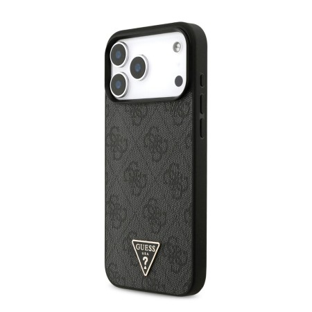 Funda Guess para iPhone 17 Pro – Colección 4G Triangle Logo con Correa de Perlas – Negro MagSafe