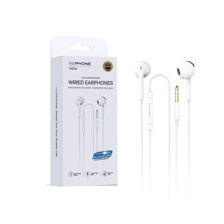Auriculares con cable directo Jack 3.5 mm y micrófono integrado color Blanco